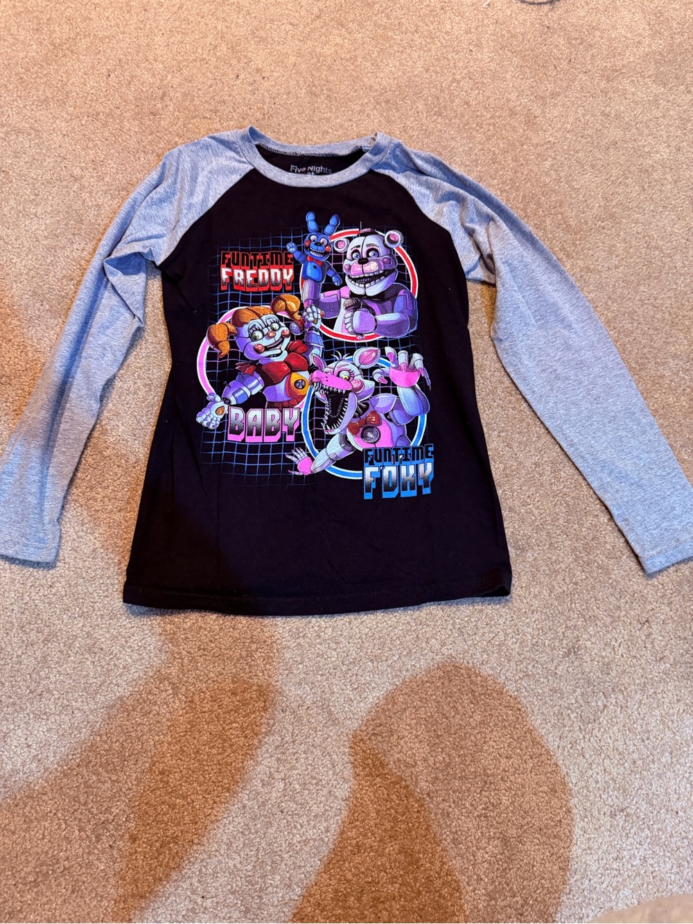 Funtime Characters Raglan Long Sleeve Shirt - Black & Gray